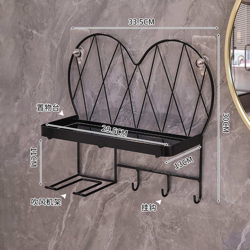 Bathroom decorative shelf wall mount - toilet paper, hair dryer, and cosmetic organizer for vanity - no drilling required