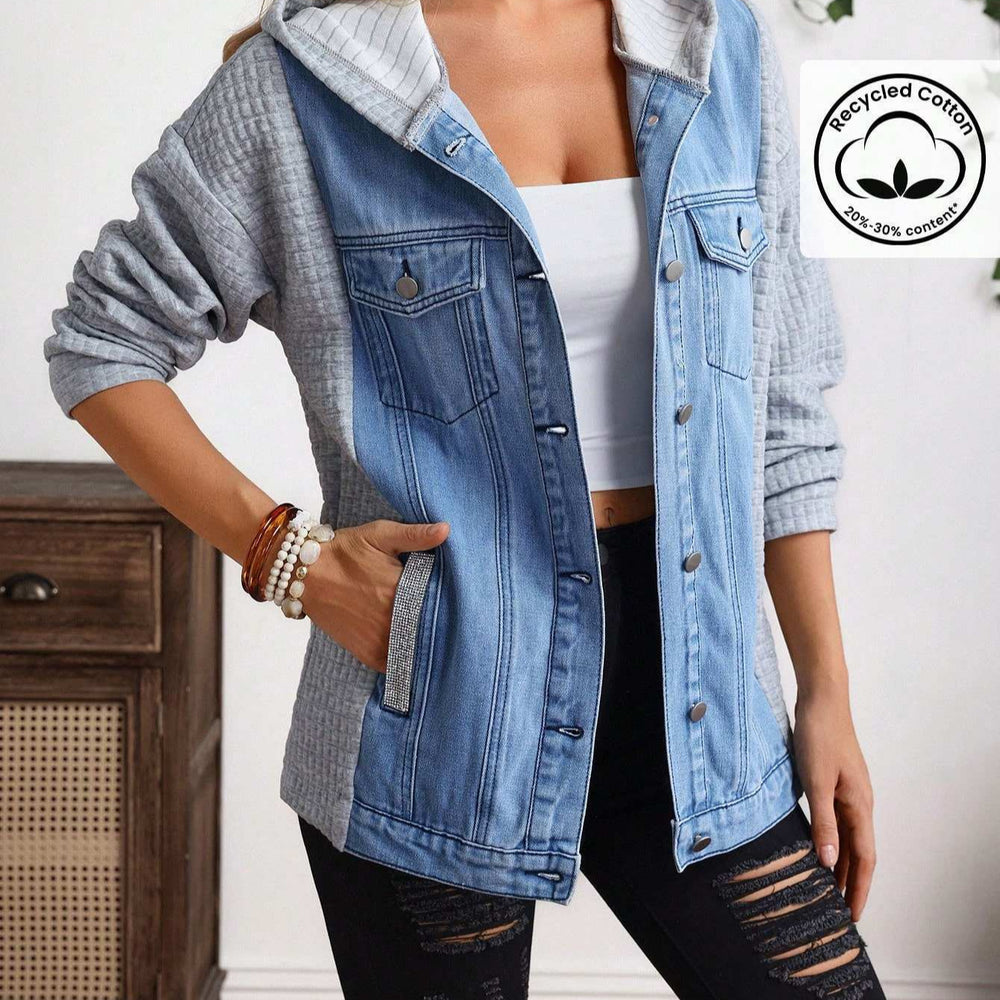 new arrivals: plus size women's patchwork hooded denim jacket - perfect for , , and european & american markets