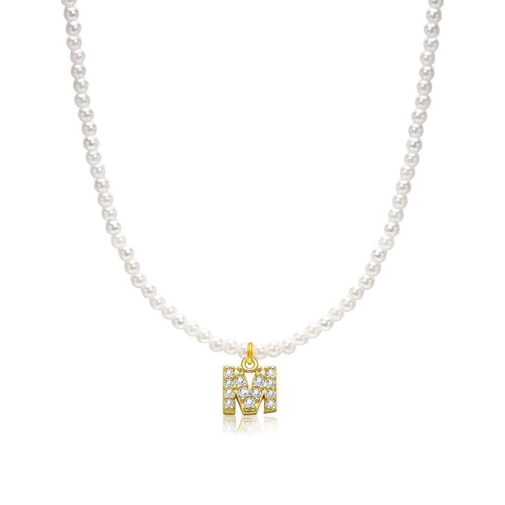 new arrival imitation pearl necklace niche style design 26 english letter pendant necklace classy sense collarbone chain necklace