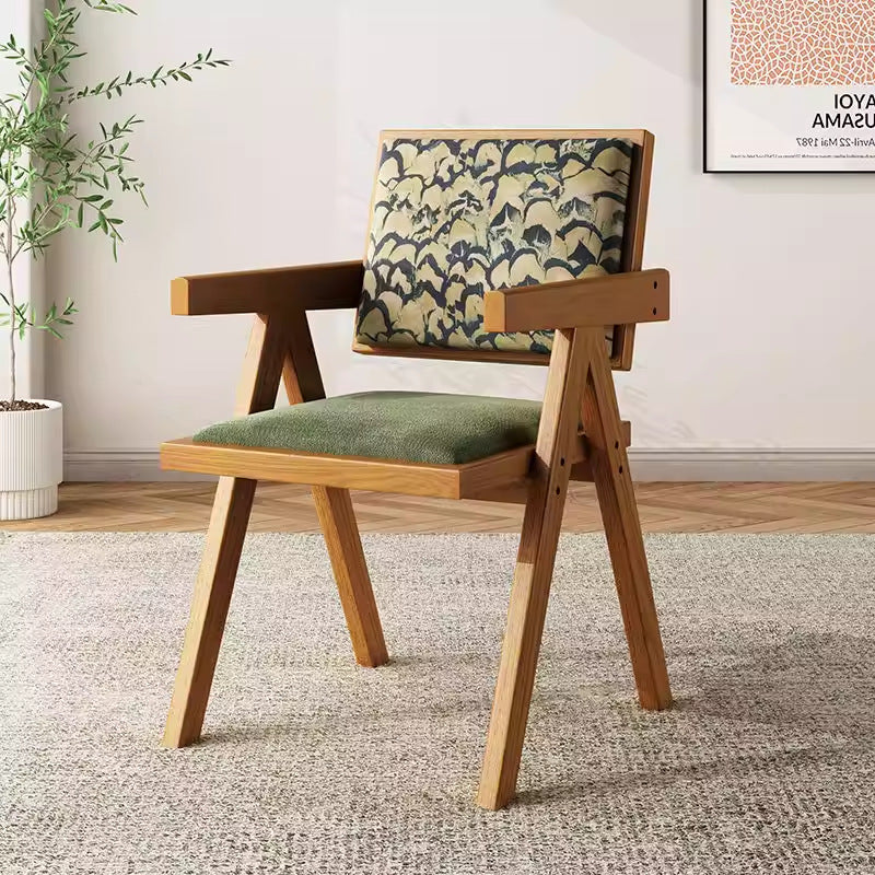 Used wabi-sabi style light luxury solid wood chair chandigarh home chair retro armchair stool high back dining chair