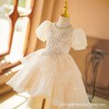 Wholesale girls' formal dress - summer style, train, bubble sleeves, high-end, piano recital, runway, chic & elegant dress