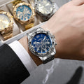 2023 aliexpress watch: men's casual stainless steel watch with faux three-eyed design, alloy fashion watch - silver