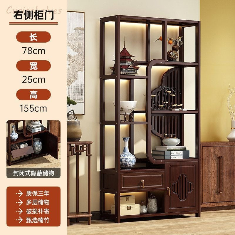 Special offer new chinoiserie non-solid wood antique rack tea tea set rack tea room tea cabinet ornaments storage rack large capacity