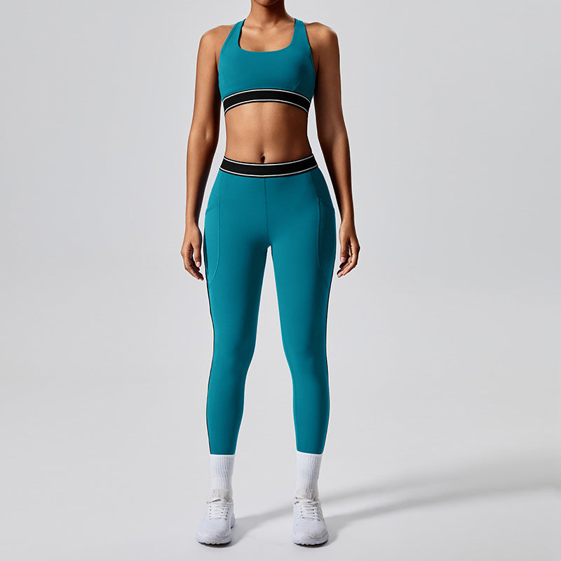 new arrival with chest pad elastic fitness fashion yoga clothes two-piece set women's pilates sports yoga clothes suit