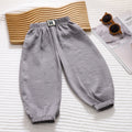 Kidssummer ice silk pleated bloomers thin baby anti-mosquito pants children's air conditioning pants casual nine-point pants