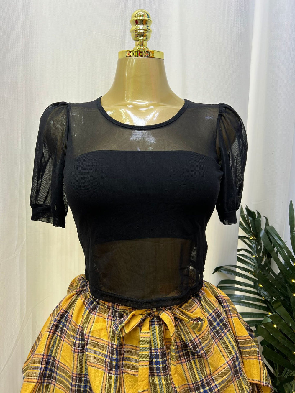 supply, free size, yarn-dyed plaid, double-layered, large swing, loose, asymmetrical, fashionable elastic waist, versatile skirt