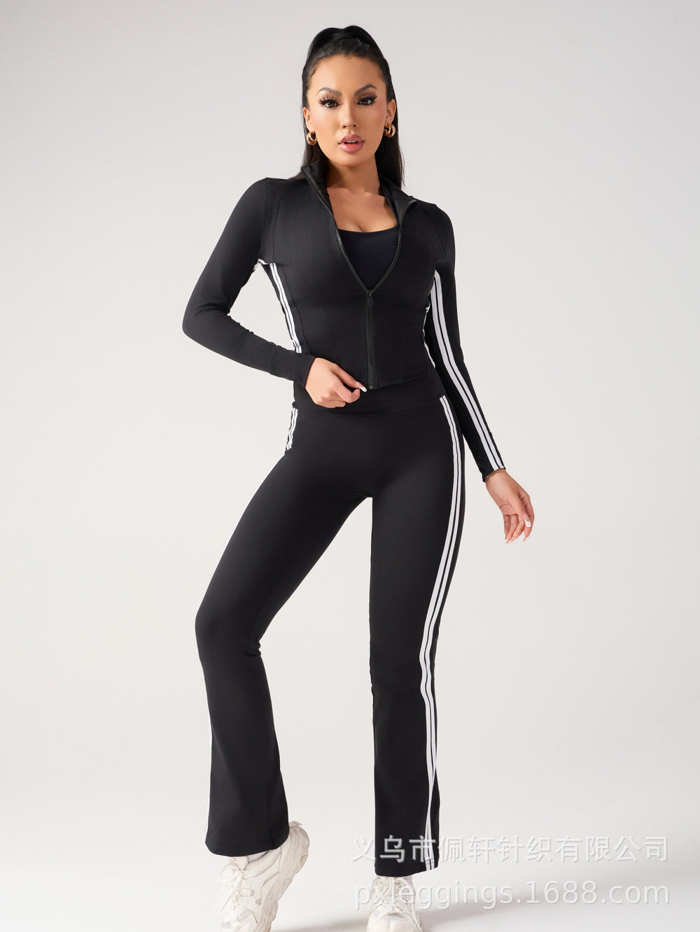 Two-piece color block yoga set for women - autumn casual versatile outdoor running fitness activewear