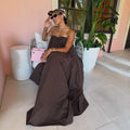 European and american cross-border women's clothing:  summer new arrivals - minimalist casual bandeau solid color loose fit slimming long dress