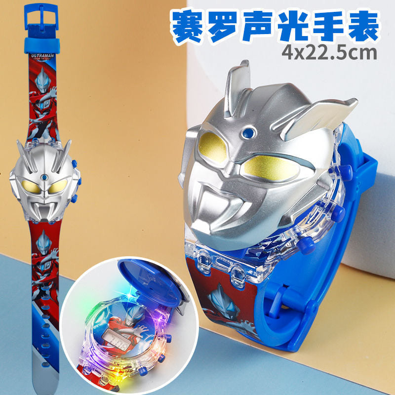 Superhero watch cartoon luminous flip cover elsa princess kuromi electronic birthday gift boy toy watch