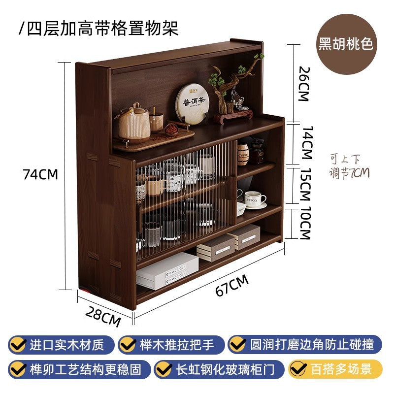 Solid wood bay window cabinet storage locker household balcony renovation window sill antique bookshelf Japanese dust-proof bookcase