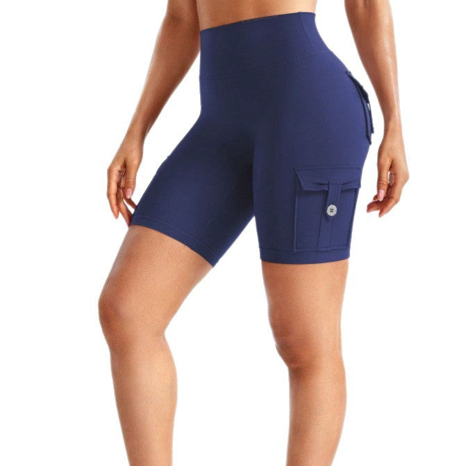 Yeoreo same style nylon brushed sports yoga cycling half length pants flap pocket pants training butt lift brushed yoga shorts