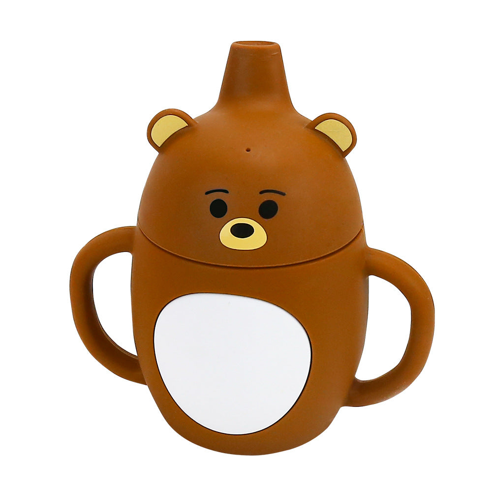 Cross-border explosion Animal shape Children's cup Silicone belly cup with handle Food grade Silicone learning drink cup