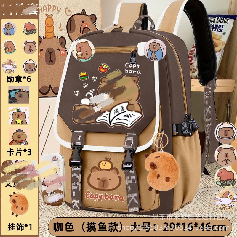 Primary school students' new Kapibara schoolbag boys and girls lightweight cartoon capybara large-capacity spine protection children's backpack
