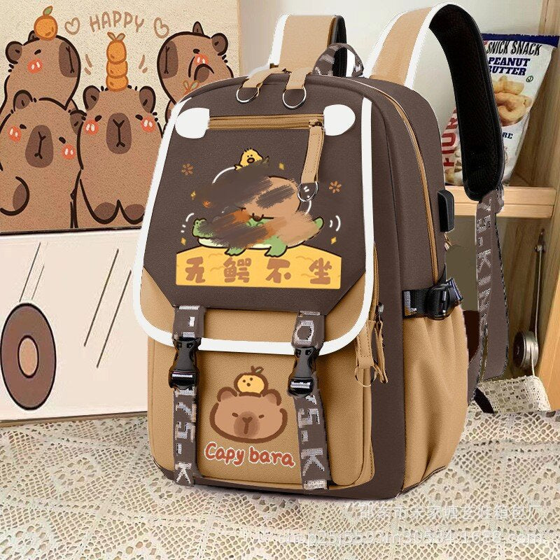 Primary school students' new Kapibara schoolbag boys and girls lightweight cartoon capybara large-capacity spine protection children's backpack