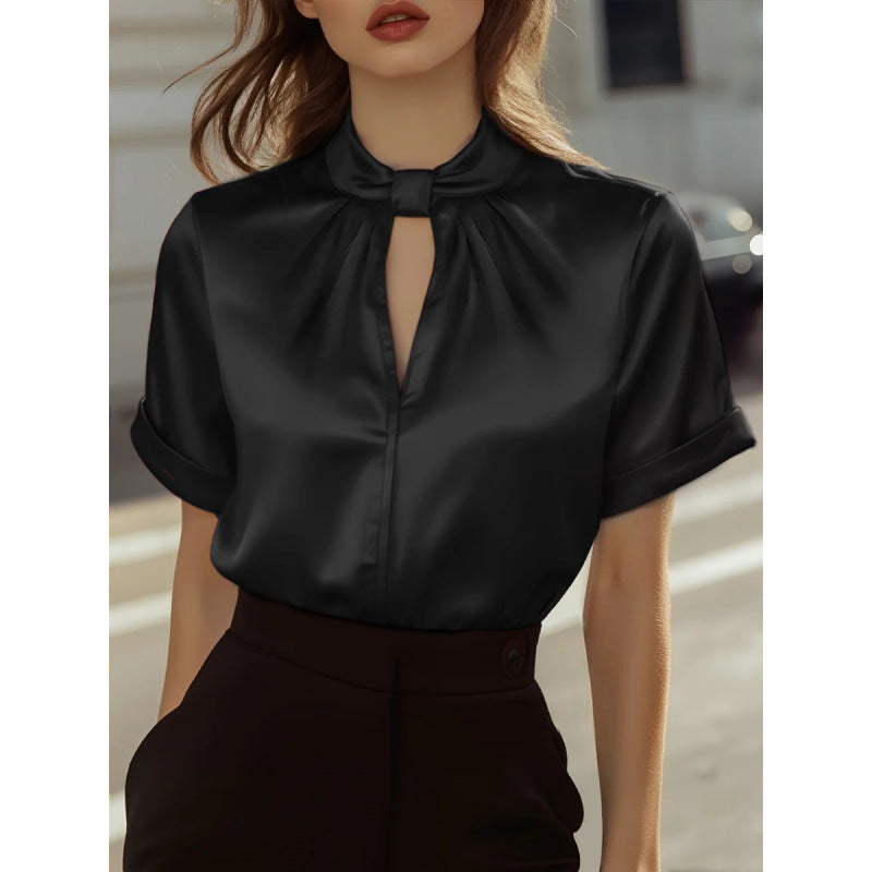 Shipped: bestselling satin short-sleeve top/shirt for independent women's fashion stores