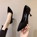 Student etiquette high heels women's stiletto heel popular2022spring & fallnew arrival pointed black fashioneasiest for match professional flats