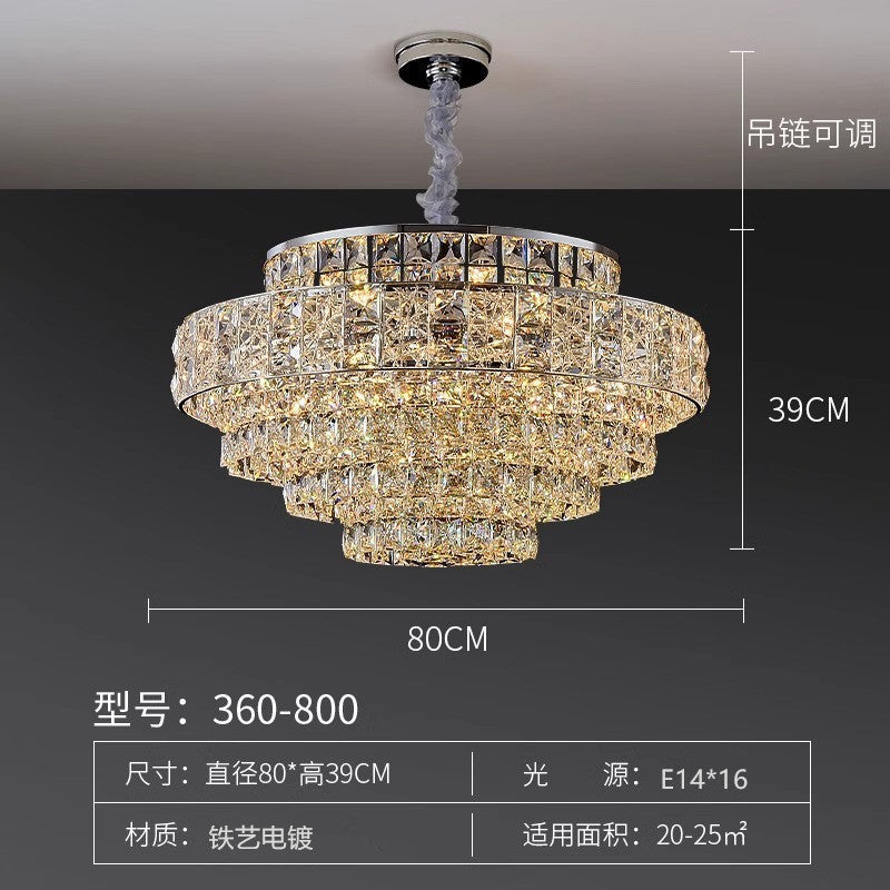 Living room lamp crystal chandelier light luxury high-end round dining room hall main lighting modern simple master bedroom chandelier