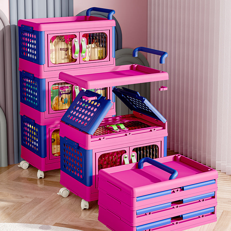 Storage Cabinet Household Wardrobe Dopamine Free Installation Clothes Toys Children's Stroller Foldable Plastic Storage Box
