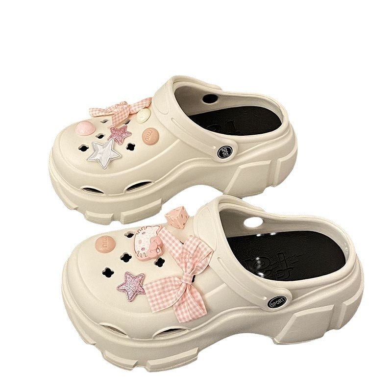Thick sole crocs women's slippers summernew arrivaltrendy home outdoor heightenednon-slipboutiqueins beach sandals