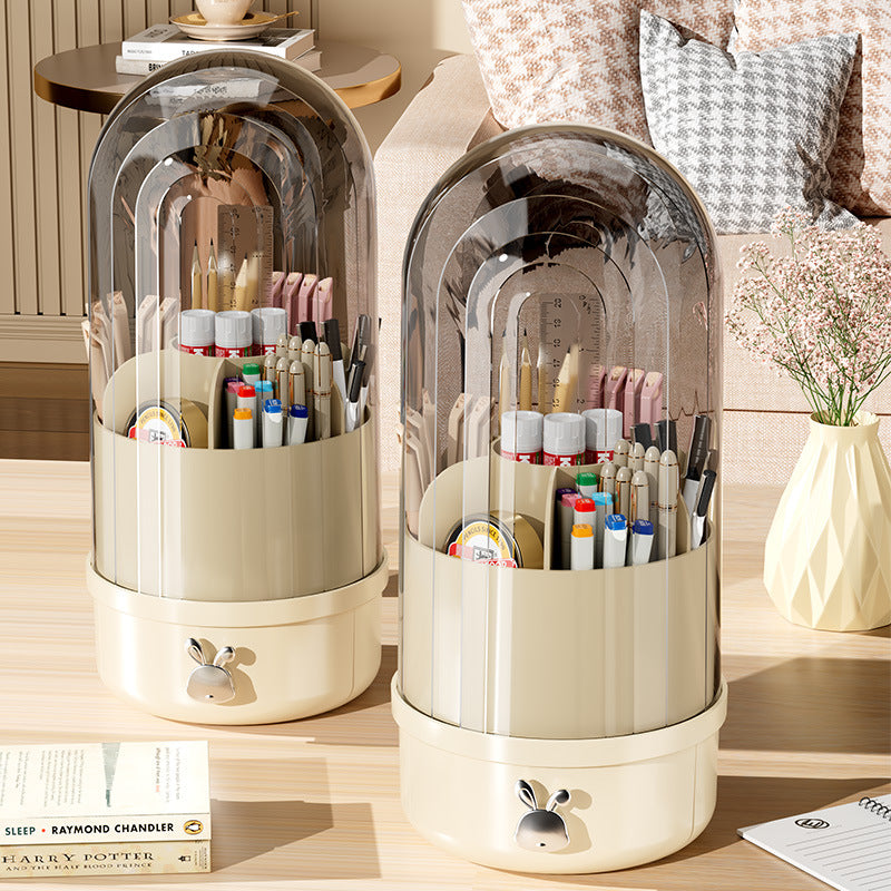 Makeup brush, lipstick storage cylinder, desktop, premium sense, rotating storage box, drawer type, vanity table, dust-proof storage box.