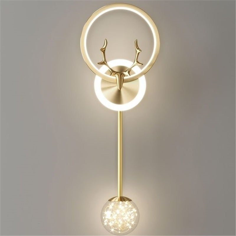 High-end gold black wall lamp bedside lamp decorative background wall starry deer head led new engineering tv wall