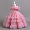 Export cross-border fashion style girl dress long piano performance flower girl wedding dress tutu skirt birthday in stock hot sale