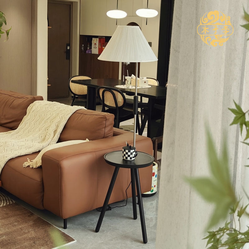 Medieval style floor lamp storage rack all-in-one american retro living room sofa side bedroom bedside solid wood vertical table lamp