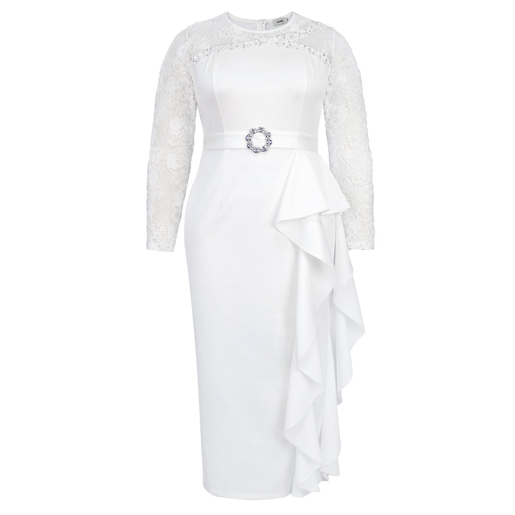 AM050106 Cross-border Elegant Heavy Industry Dress, Party Banquet Ball Lace Bead Dress dresses