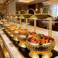 Gold stainless steel buffet warming pot, hanging buffet stove, hotel wedding banquet special, in stock