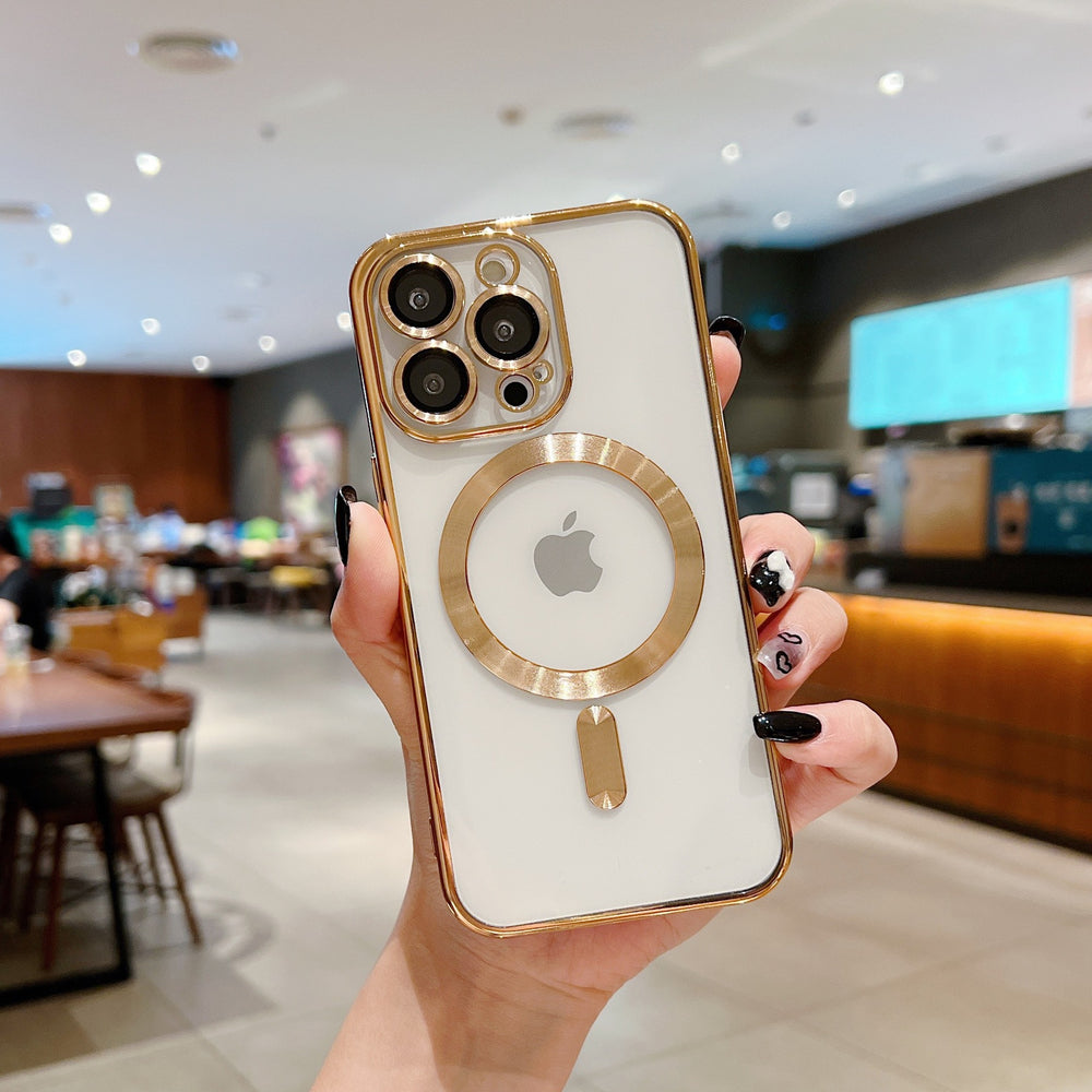 Suitable for iphone 17 electroplated magnetic cd texture lens film 16 phone case apple 15 magnetic full coverage protective case 14