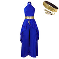C8534p with belt cross-border summer fashion two-piece sleeveless backless asymmetrical long skirt wide-leg pants european and american suit