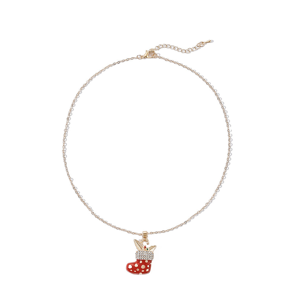 Wholesale christmas necklaces: european and american cross-border jewelry, high-end, instagram-style, diamond-studded wishing santa claus necklace for women