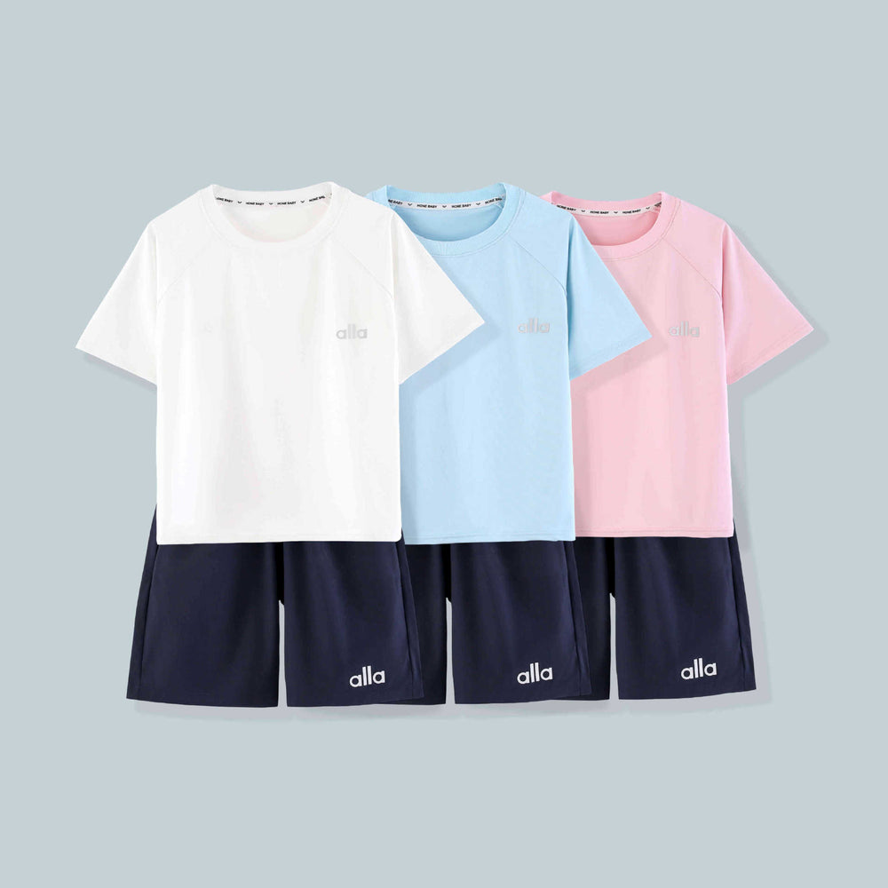 【ice silk quick-dry】new summer men's and women's sporty quick-dry perforated breathable t-shirt and shorts set