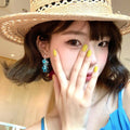 Spring flash blue grape tassel earrings women's light luxury classy earrings elegant niche two-wear earrings