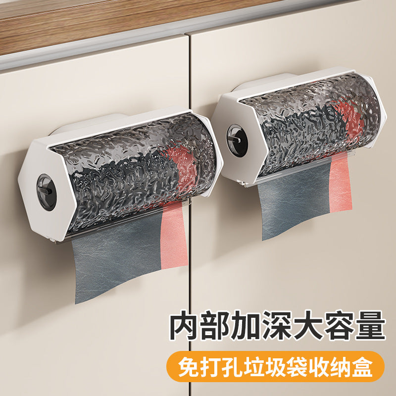 Garbage bag non-punching storage box Wall-mounted large-capacity kitchen bag non-marking extraction box Plastic bag storage device