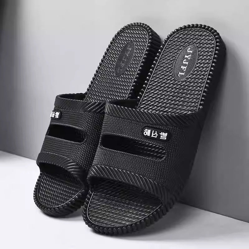 Home shoes men's and women's couple indoor slippers thickened quick-drying lightweight soft sole non-slip flat bottom hotel slippers flip-flops