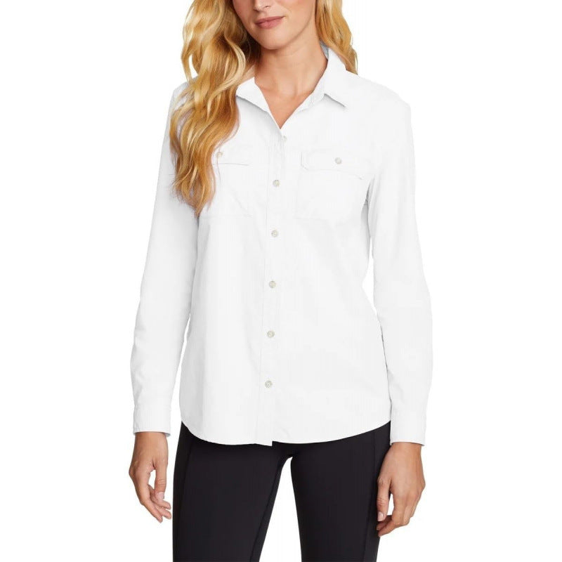 Amazon fashion lightweight polo neck long sleeves shirt  spring new arrivalfashionelegantloosetops