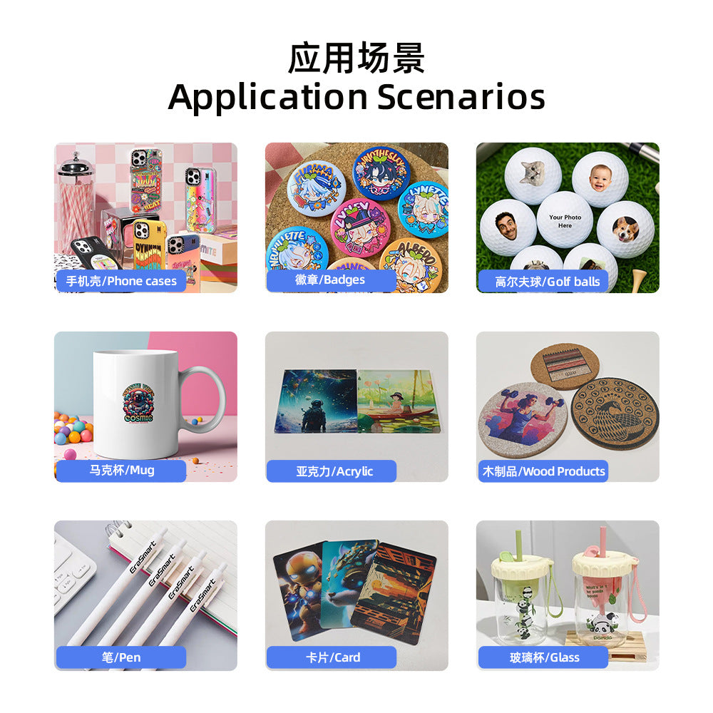 Erasmart Small A4UV Printer Mobile Phone Case Acrylic Wine Bottle Box Nameplate Plastic Flatbed Printing Machine