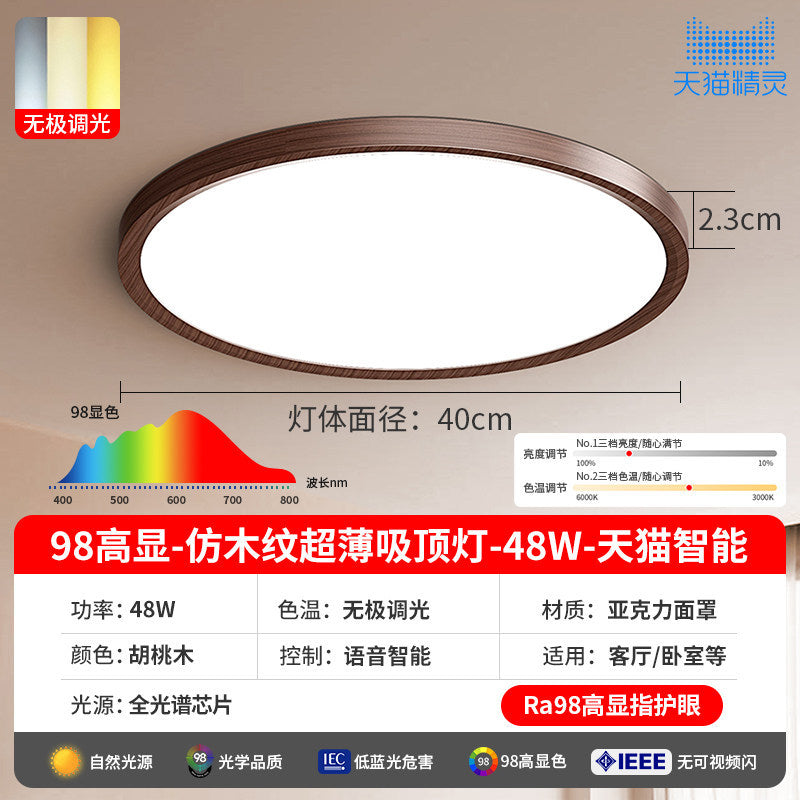 Japanese walnut eye protection ultra-thin bedroom ceiling lamp wabi-sabi style simple scandinavian balcony aisle room study lamp