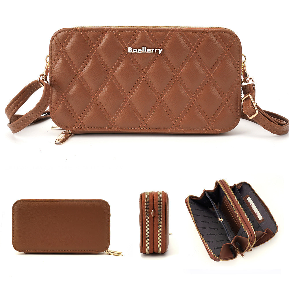 Baellerry's new women's mobile phone bag, European and American fashion plaid large-capacity zipper, single shoulder small crossbody explosion