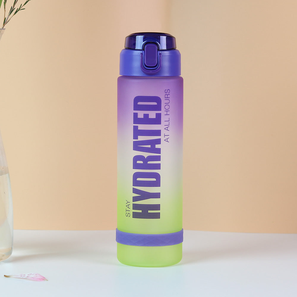 Carefully selected popular gradient color plastic cup, drop-resistant and leak-proof, outdoor sports straw cup, pop-up lid, large-capacity portable water cup