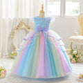 Customized cross-border dress skirt girl mesh flower girl wedding dress colorful european and american style long new arrivalkids princess dress