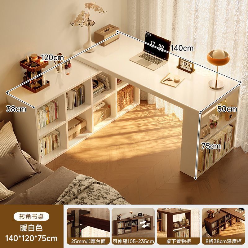 Corner desk bookshelf bookcase all-in-one table bedroom home extendable vanity corner computer desk office desk