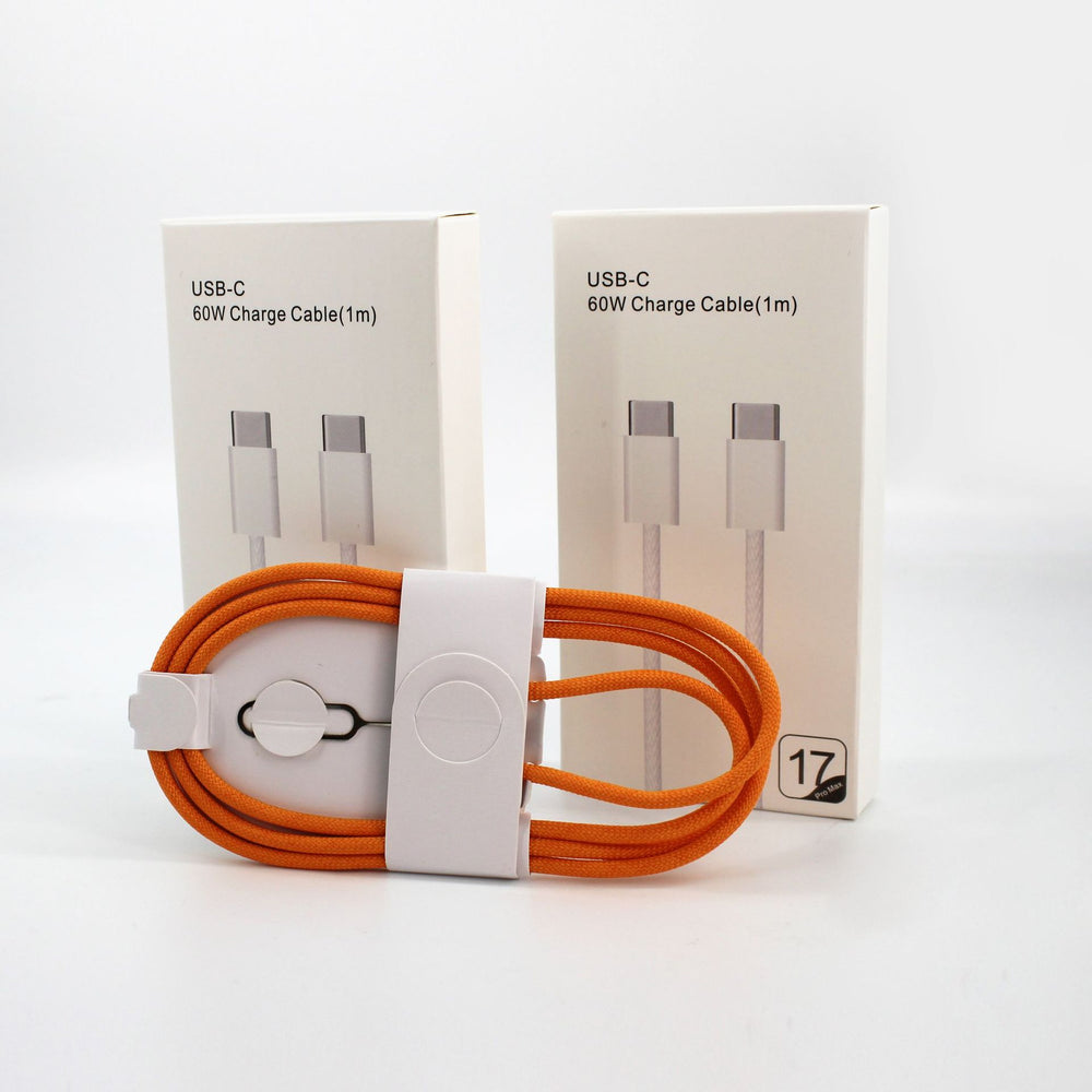 Suitable for apple 15-17 mobile phone fast charging data cable 60w mobile phone charging cable dual type-c data cable orange