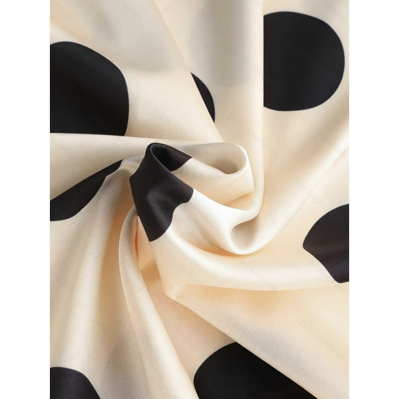 Women's new summer fashionable minimalist elegant satin polka dot cinched waist long slip dress - perfect for dates