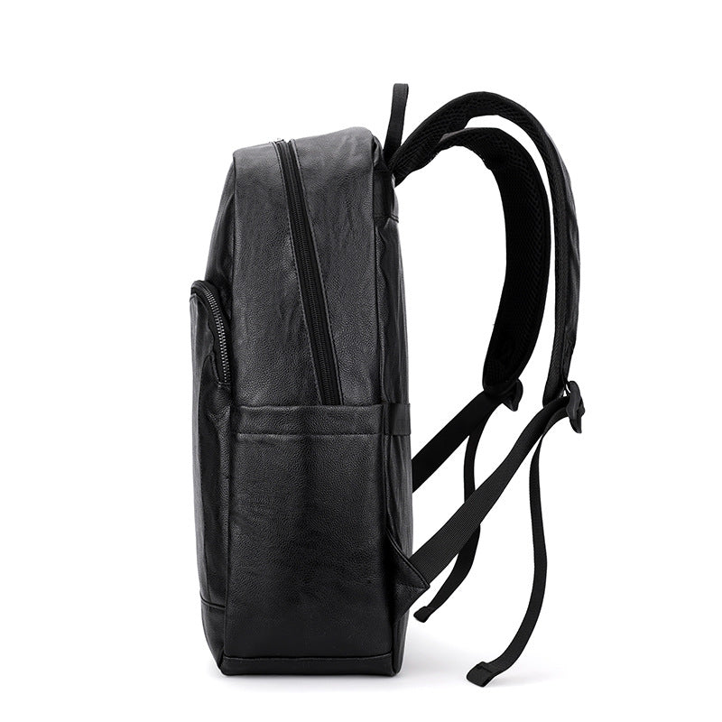 New multi-compartment men's PU leather backpack business fashion large capacity computer backpack travel backpack multi-function