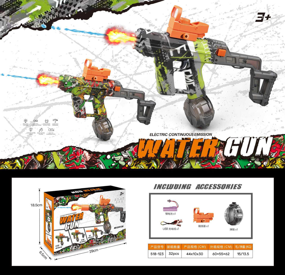 hot-selling uzi kids electric water gun toy large capacity reloading continuous water spray water fight toy wholesale