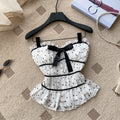 Sweet polka dot work clothing style tube top camisole women's summerruffles waist bows age-reducing tops