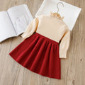 Girls' knitted dress - new year's style red dress - princess dress - baby girl's first birthday christmas dress