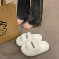 Thick sole heightened fur slippers women's outwear slippers thick sole 2024fall and winter new arrival wool stacked home stuffed slippers